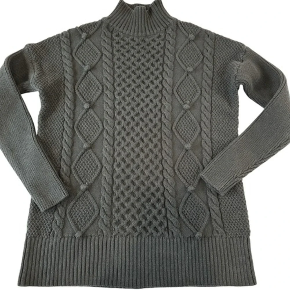 J.Crew Preppy Mock Neck Cable Knit Chunky Sweater, XXS